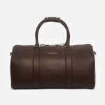 Premium dark brown leather duffel bag with single zipper compartment by LeatherDot Bangladesh
